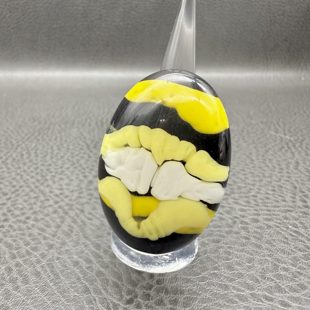Oversized Statement Ring Black Yellow White Abstract Resin Art Size 7 Womens‎